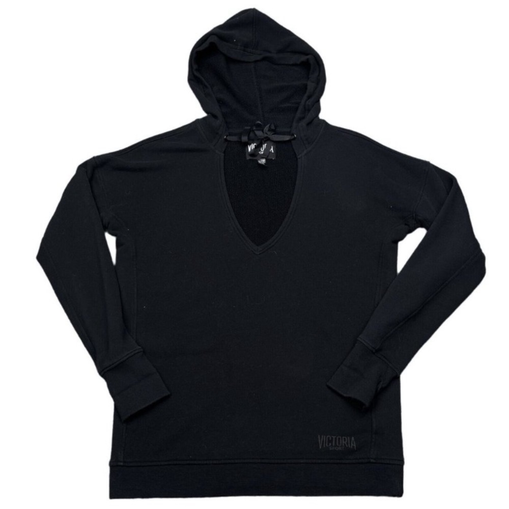 ❤️ Nice!! Victoria’s Secret Sport Pullover Hoodie Sweatshirt Thumbholes Black M